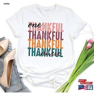 One Thankful Nurse Tshirt Thanksgiving Gift Shirt Tshirt Classic